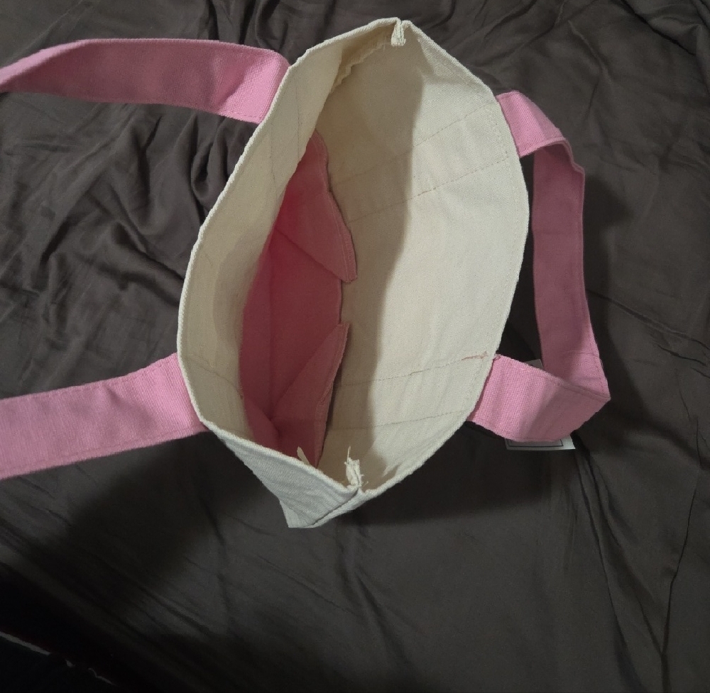 Pastel Pink & Natural Mini Canvas Tote NWT Trader Joes's - Picture 4 of 4